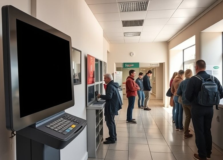 Antes — Terminal fuera de servicio en horario de alta demanda: la espera se traslada a la caja.